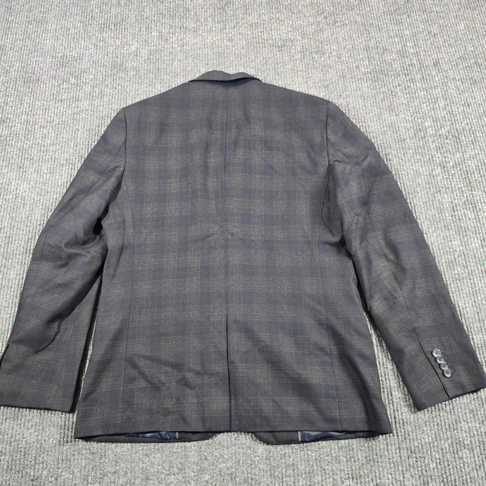 Banana Republic Blazer Jacket Mens 42 Gray Plaid Tailored Fit Lined Sport Coat